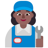 👩🏾‍🔧 Woman Mechanic: Medium-Dark Skin Tone, Emoji by Microsoft