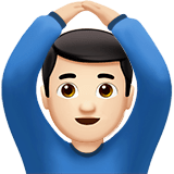 🙆🏻‍♂️ Mann Mit Händen Auf Dem Kopf: Helle Hautfarbe Emoji von Apple