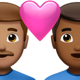 👨🏽‍❤️‍👨🏾 Couple with Heart: Man, Man, Medium Skin Tone, Medium-Dark Skin Tone, Emoji by Apple