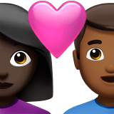 👩🏿‍❤️‍👨🏾 Couple with Heart: Woman, Man, Dark Skin Tone, Medium-Dark Skin Tone, Emoji by Apple