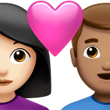 👩🏻‍❤️‍👨🏽 Couple with Heart: Woman, Man, Light Skin Tone, Medium Skin Tone, Emoji by Apple