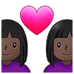 👩🏿‍❤️‍👩🏿 Couple with Heart: Woman, Woman, Dark Skin Tone, Emoji by Samsung
