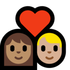 👩🏽‍❤️‍👨🏼 Couple with Heart: Woman, Man, Medium Skin Tone, Medium-Light Skin Tone, Emoji by Microsoft