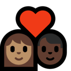 👩🏽‍❤️‍👨🏿 Couple with Heart: Woman, Man, Medium Skin Tone, Dark Skin Tone, Emoji by Microsoft