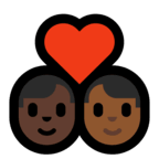 👨🏿‍❤️‍👨🏾 Couple with Heart: Man, Man, Dark Skin Tone, Medium-Dark Skin Tone, Emoji by Microsoft