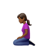 🧎🏾‍♀️ Woman Kneeling: Medium-Dark Skin Tone, Emoji by Apple