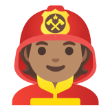🧑🏽‍🚒 Pompier : Peau Légèrement Mate Emoji par Google
