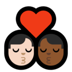 👨🏻‍❤️‍💋‍👨🏾 Kiss: Man, Man, Light Skin Tone, Medium-Dark Skin Tone, Emoji by Microsoft