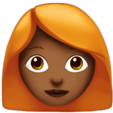 👩🏾‍🦰 Женщина: Темный Тон Кожи Рыжие Волосы, смайлик от Apple