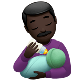 👨🏿‍🍼 Man Feeding Baby: Dark Skin Tone, Emoji by Apple