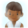 🧖🏾‍♂️ Mann in Dampfsauna: Mitteldunkle Hautfarbe Emoji von Samsung