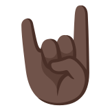 🤘🏿 Sign of The Horns: Dark Skin Tone, Emoji by Google