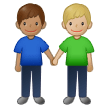 👨🏽‍🤝‍👨🏼 Deux Hommes Se Tenant La Main : Peau Légèrement Mate Et Peau Moyennement Claire Emoji par Samsung