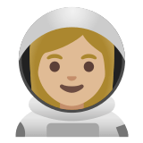 👩🏼‍🚀 Astronautin: Mittelhelle Hautfarbe Emoji von Google
