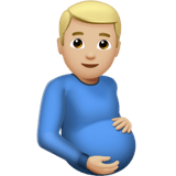 🫃🏼 Pregnant Man: Medium-Light Skin Tone, Emoji by Apple