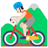 🚵🏻 Person Mountain Biking: Light Skin Tone, Emoji by Microsoft
