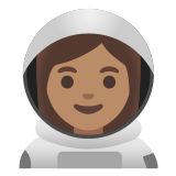👩🏽‍🚀 Astronautin: Mittlere Hautfarbe Emoji von Google