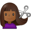 💇🏾‍♀️ Woman Getting Haircut: Medium-Dark Skin Tone, Emoji by Samsung