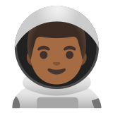 👨🏾‍🚀 Astronaut: Mitteldunkle Hautfarbe Emoji von Google
