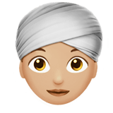 👳🏼‍♀️ Woman Wearing Turban: Medium-Light Skin Tone, Emoji by Apple