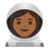 👩🏾‍🚀 Astronautin: Mitteldunkle Hautfarbe Emoji von Google