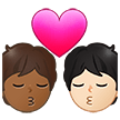 🧑🏾‍❤️‍💋‍🧑🏻 Kiss: Person, Person, Medium-Dark Skin Tone, Light Skin Tone, Emoji by Samsung