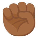 ✊🏾 Erhobene Faust: Mitteldunkle Hautfarbe Emoji von Google