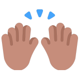 🙌🏽 Mains Levées : Peau Légèrement Mate Emoji par Microsoft