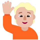 🙋🏼 Person Raising Hand: Medium-Light Skin Tone, Emoji by Microsoft