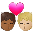 🧑🏾‍❤️‍💋‍🧑🏼 Kiss: Person, Person, Medium-Dark Skin Tone, Medium-Light Skin Tone, Emoji by Samsung