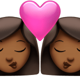 👩🏾‍❤️‍💋‍👩🏾 Kiss: Woman, Woman, Medium-Dark Skin Tone, Emoji by Apple