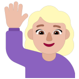 🙋🏼‍♀️ Woman Raising Hand: Medium-Light Skin Tone, Emoji by Microsoft