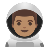 👨🏽‍🚀 Astronaut: Mittlere Hautfarbe Emoji von Google