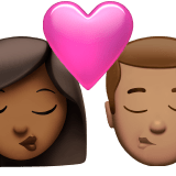 👩🏾‍❤️‍💋‍👨🏽 Kiss: Woman, Man, Medium-Dark Skin Tone, Medium Skin Tone, Emoji by Apple