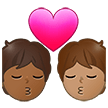 🧑🏾‍❤️‍💋‍🧑🏽 Kiss: Person, Person, Medium-Dark Skin Tone, Medium Skin Tone, Emoji by Samsung