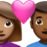 👩🏽‍❤️‍👨🏾 Couple with Heart: Woman, Man, Medium Skin Tone, Medium-Dark Skin Tone, Emoji by Apple