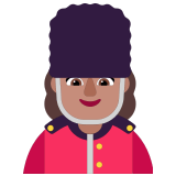 💂🏽‍♀️ Wachsoldatin: Mittlere Hautfarbe Emoji von Microsoft
