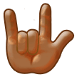 🤟🏾 Ich-Liebe-Dich-Geste: Mitteldunkle Hautfarbe Emoji von Samsung