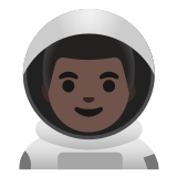 👨🏿‍🚀 Man Astronaut: Dark Skin Tone, Emoji by Google