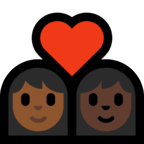 👩🏾‍❤️‍👩🏿 Couple with Heart: Woman, Woman, Medium-Dark Skin Tone, Dark Skin Tone, Emoji by Microsoft