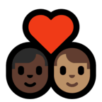 👨🏿‍❤️‍👨🏽 Couple with Heart: Man, Man, Dark Skin Tone, Medium Skin Tone, Emoji by Microsoft