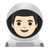 👨🏻‍🚀 Man Astronaut: Light Skin Tone, Emoji by Google