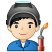 👨🏻‍🏭 Fabrikarbeiter: Helle Hautfarbe Emoji von Samsung