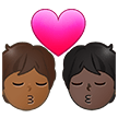 🧑🏾‍❤️‍💋‍🧑🏿 Kiss: Person, Person, Medium-Dark Skin Tone, Dark Skin Tone, Emoji by Samsung