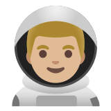 👨🏼‍🚀 Мужчина-Космонавт: Светлый Тон Кожи, смайлик от Google