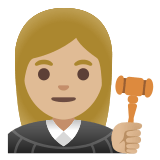 👩🏼‍⚖️ Женщина-Судья: Светлый Тон Кожи, смайлик от Google