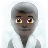 🧖🏿‍♂️ Man in Steamy Room: Dark Skin Tone, Emoji by Apple