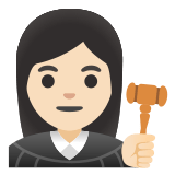 👩🏻‍⚖️ Женщина-Судья: Очень Светлый Тон Кожи, смайлик от Google