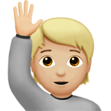 🙋🏼 Person Raising Hand: Medium-Light Skin Tone, Emoji by Apple