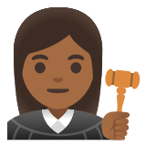 👩🏾‍⚖️ Richterin: Mitteldunkle Hautfarbe Emoji von Google
